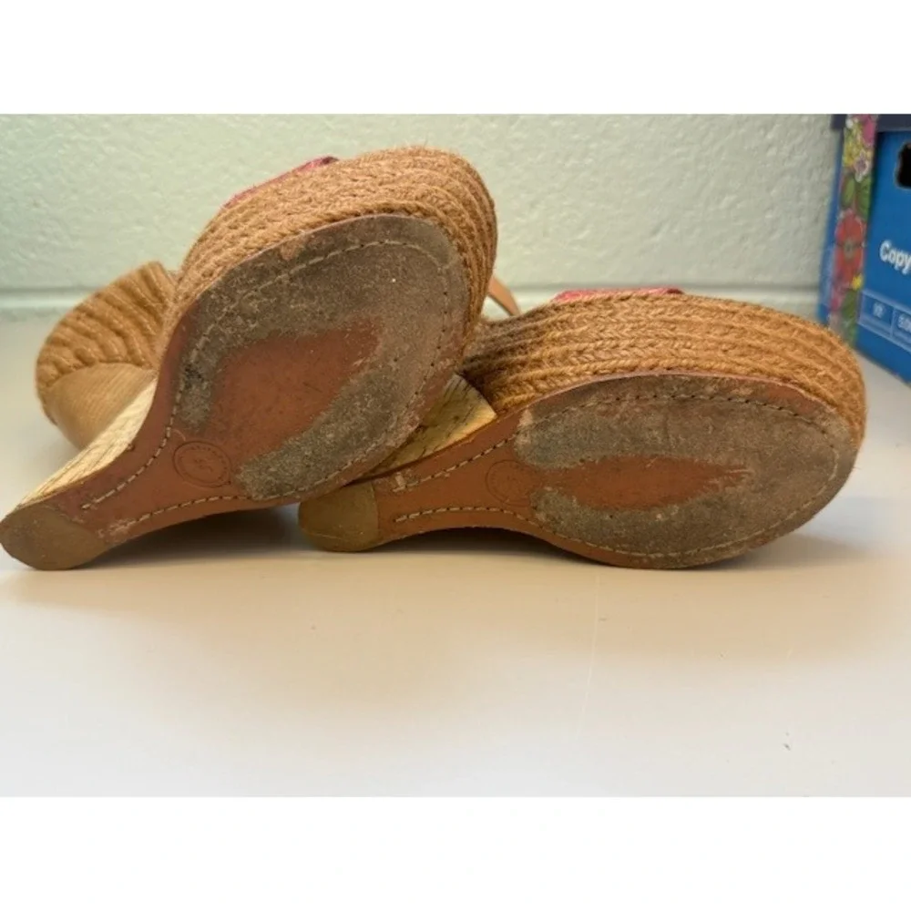 Leifsdottir Snakeskin Espadrille Wedge Sandals 38/7.5 Red Architectural Platform